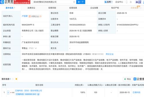 芯?？萍汲闪⑿鹿荆季秩斯ぶ悄芘c集成電路芯片業(yè)務(wù)
