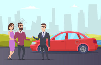 租車。夫婦從租車代理處租車。矢量卡通人物人物和城市景觀。插圖代理汽車租賃,汽車租賃。租車。夫婦從租車代理處租車。矢量卡通人物人物與城市景觀模板免費下載_eps格式_700像素_編號43382047